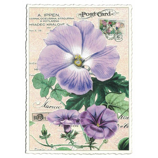 Purple Morning Glory Collage Postcard ~ Germany