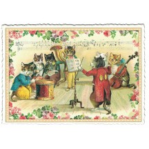 Fancy Cat Orchestra Postcard ~ Germany