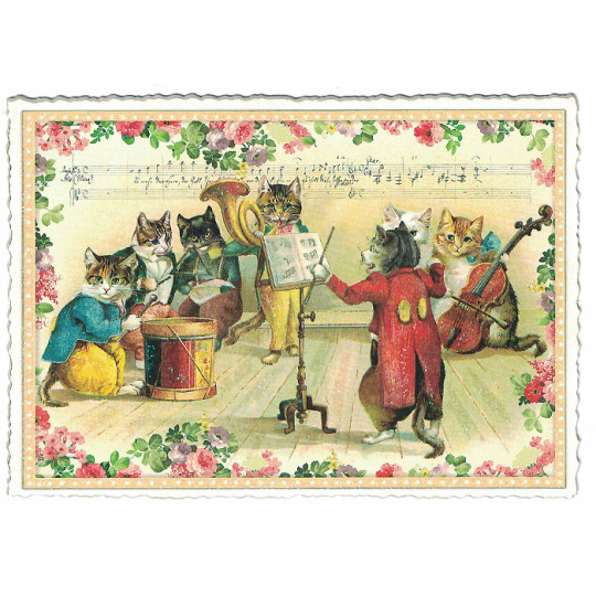 Fancy Cat Orchestra Postcard ~ Germany