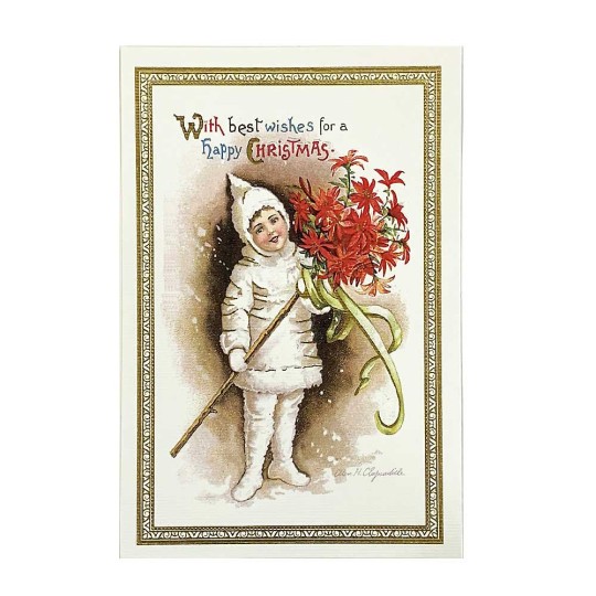 Christmas Snow Babe Gold Foil Postcard ~ Rossi Italy