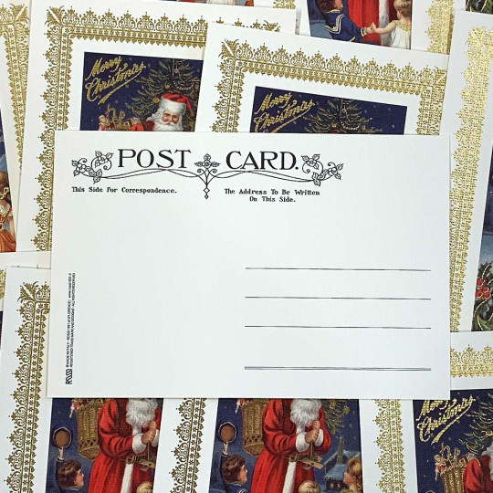 Santa with Children Gold Foil Christmas Postcard ~ Rossi Italy