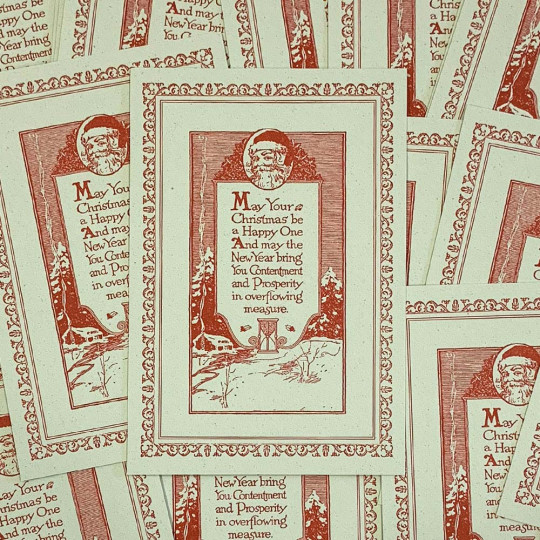 Letterpress Old Fashioned Christmas Wishes Postcard ~ Rossi Italy