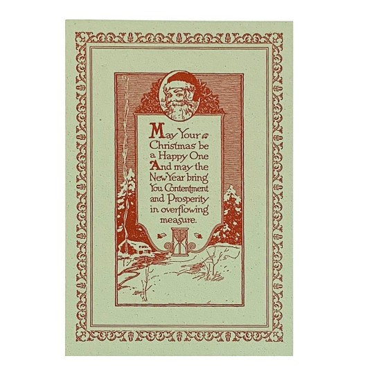 Letterpress Old Fashioned Christmas Wishes Postcard ~ Rossi Italy