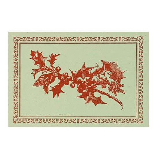 Letterpress Old Fashioned Holly Berry Postcard ~ Rossi Italy