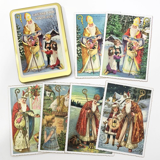 Greetings from St. Nicholas Postcard Set ~ 12 Postcards in a Tin ~ Germany