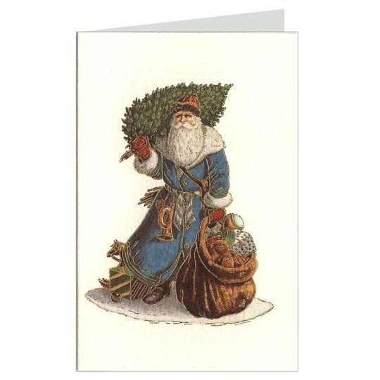 Blue Santa Italian Christmas Card ~ Rossi Italy