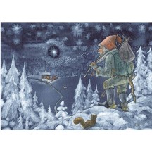 Tomte in the Woods Christmas Postcard ~ Sweden