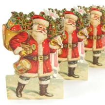 Santa with Toys and Tree Folding Paper Frieze from Sweden ~ 5-1/2" tall