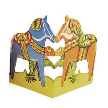 Orange and Blue Dala Horse Folding Paper Frieze from Sweden ~ 6" tall