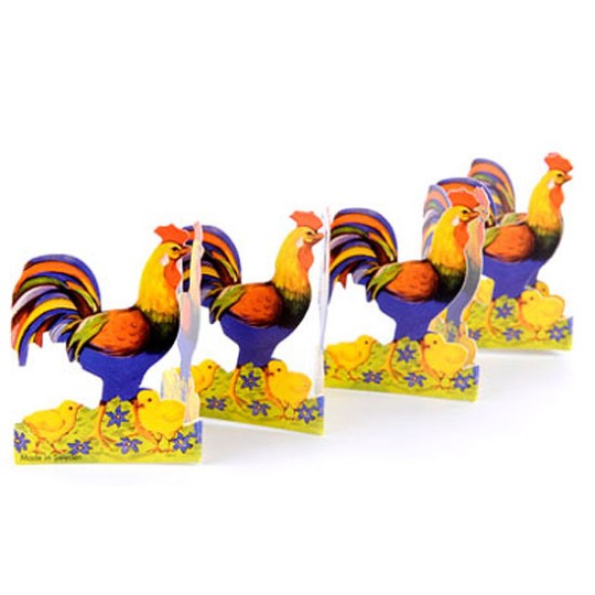 Petite Rooster and Chicks Folding Paper Frieze from Sweden ~ 2-1/8" tall