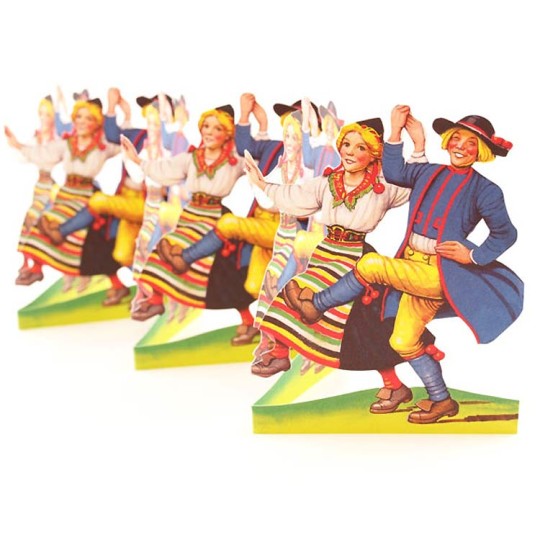 Dancing Midsommar Children Folding Paper Frieze from Sweden ~ 4-3/4" tall