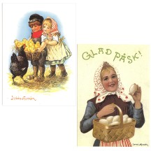 Pair of Large Easter Children Postcards by Jenny Nystrom ~ Sweden