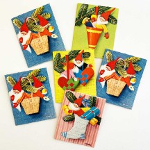 6 Assorted Swedish Tomte Gift Tags ~ Old Stock Sweden