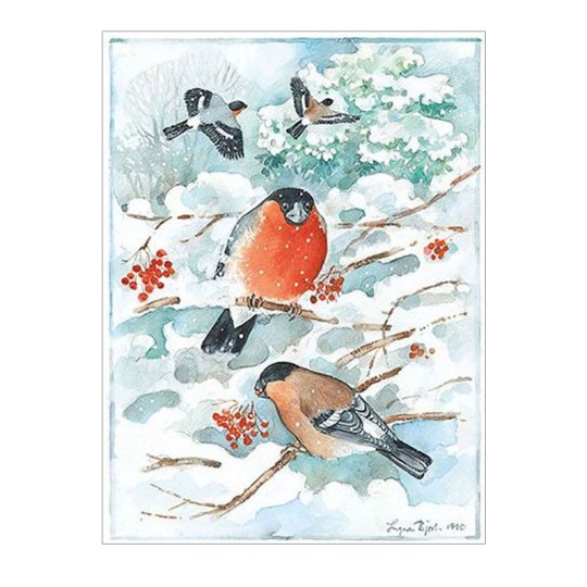 Christmas Birds Postcard ~ Sweden