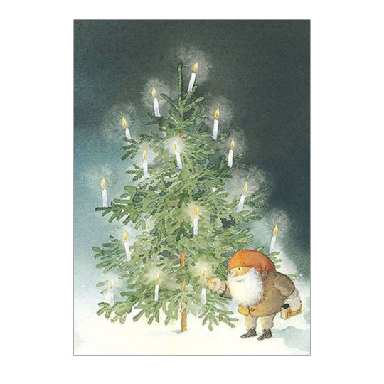 Tomte Christmas Tree Postcard ~ Sweden