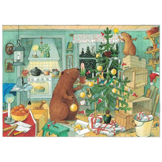 Beaver Family Christmas Postcard ~ Sweden