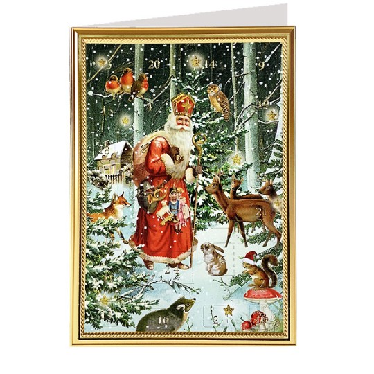 Woodland St Nicholas Advent Calendar Card ~ Germany