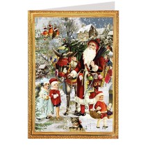 Santa with Burro Advent Calendar Card ~ Germany