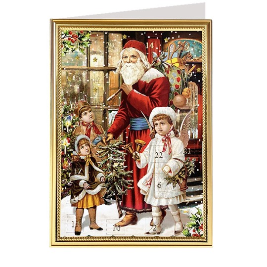 Santa with Tree Advent Calendar Card ~ Germany