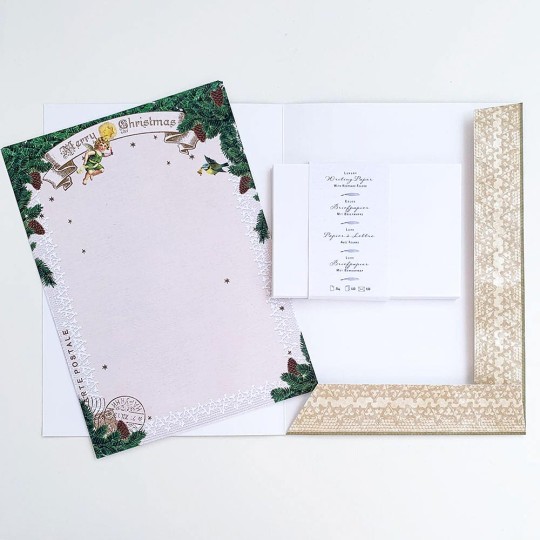 Christmas Stationery Letter Writing Set in Portfolio ~ 10 sheets + 10 envelopes ~ Christmas Tree