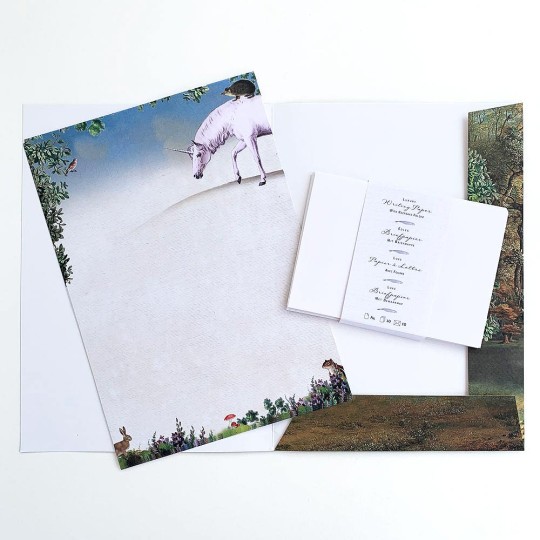 Woodland Stationery Letter Writing Set in Portfolio ~ 10 sheets + 10 envelopes ~ Woodland Unicorn