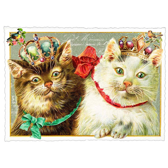 Cats with Crowns and Bows Postcard ~ Germany