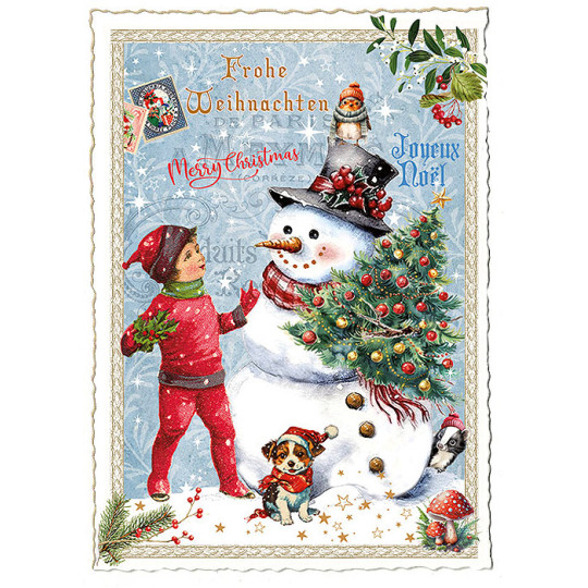 Snowman Collage Christmas Postcard ~ Germany