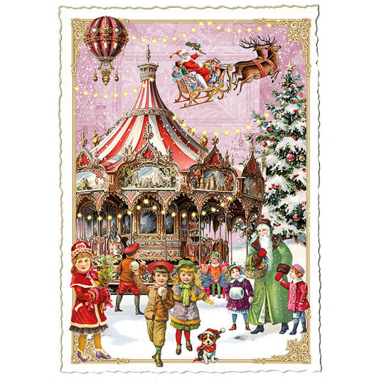 Christmas Carousel Collage Postcard ~ Germany