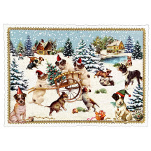 Christmas Dogs in Hats Christmas Postcard ~ Germany