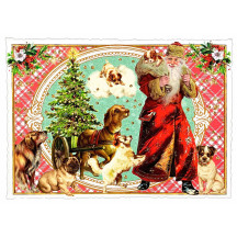 Santa with Dogs Christmas Postcard ~ Germany