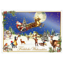 Santa's Sleigh Ride Christmas Postcard ~ Germany