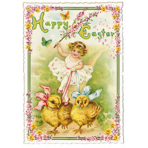 Girl with Chicks Easter Postcard ~ Germany