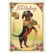 Dachshund Happy Birthday Large Postcard ~ Germany