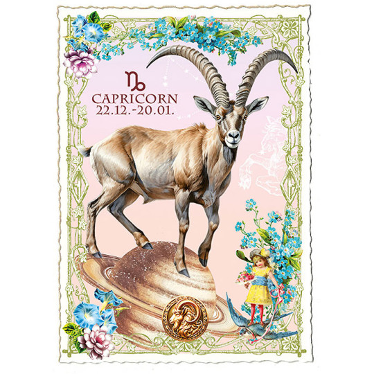 Capricorn Zodiac Collage Postcard ~ Germany