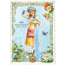 Aquarius Zodiac Collage Postcard ~ Germany