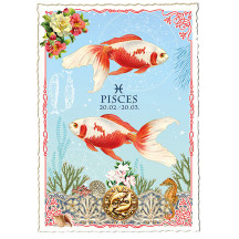 Pisces Zodiac Collage Postcard ~ Germany