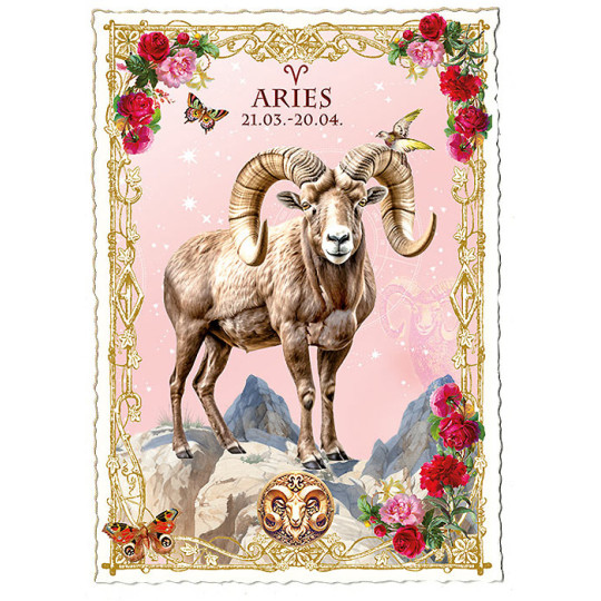 Aries Zodiac Collage Postcard ~ Germany