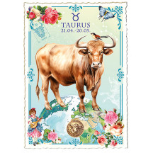 Taurus Zodiac Collage Postcard ~ Germany
