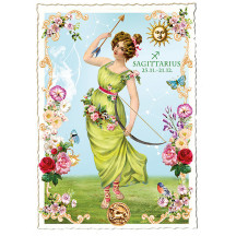 Sagitarius Zodiac Collage Postcard ~ Germany