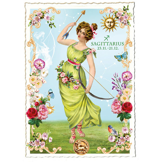 Sagitarius Zodiac Collage Postcard ~ Germany