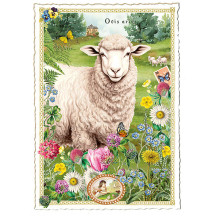 Sheep with Flowers Easter Postcard ~ Germany