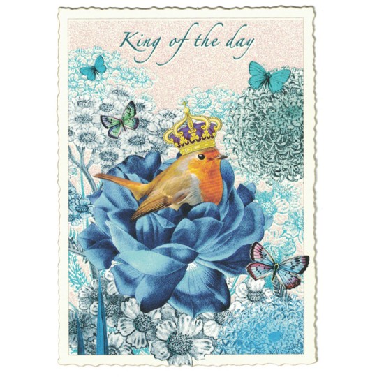 Blue King of the Day Bird Glittered Postcard ~ Germany