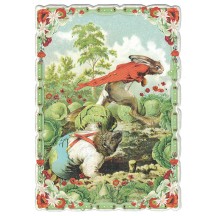 The Hare and the Hedgehog Fairytale Postcard ~ Germany