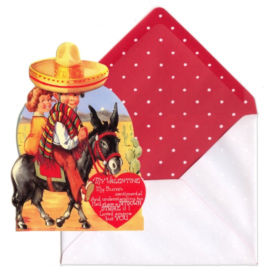Set of Two Children and Burro Valentine Cards