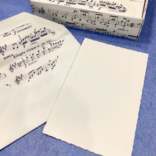 Italian Stationery Flat Card Set ~ 10 Cards + 10 envelopes ~ Rossi Music Script