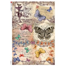 Butterflies Collage Rice Paper Decoupage Sheet ~ Italy