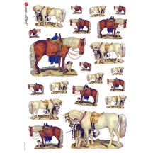 Mixed Horses Rice Paper Decoupage Sheet ~ Italy