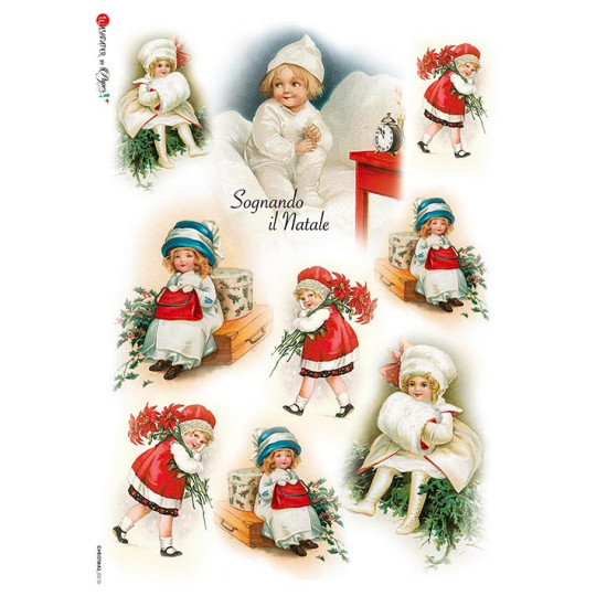 Italian Children Christmas Rice Paper Decoupage Sheet ~ Italy