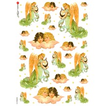Classic Pastel Angels Rice Paper Decoupage Sheet ~ Italy