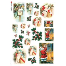 Mixed Christmas Scenes Rice Paper Decoupage Sheet ~ Italy